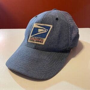 Vintage USPS SnapBack Blue Denim USA Made Post Office Hat Cap
